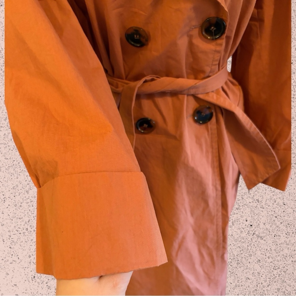 Zara trench coat 100% cotton terracotta colour - Picture 2 of 9